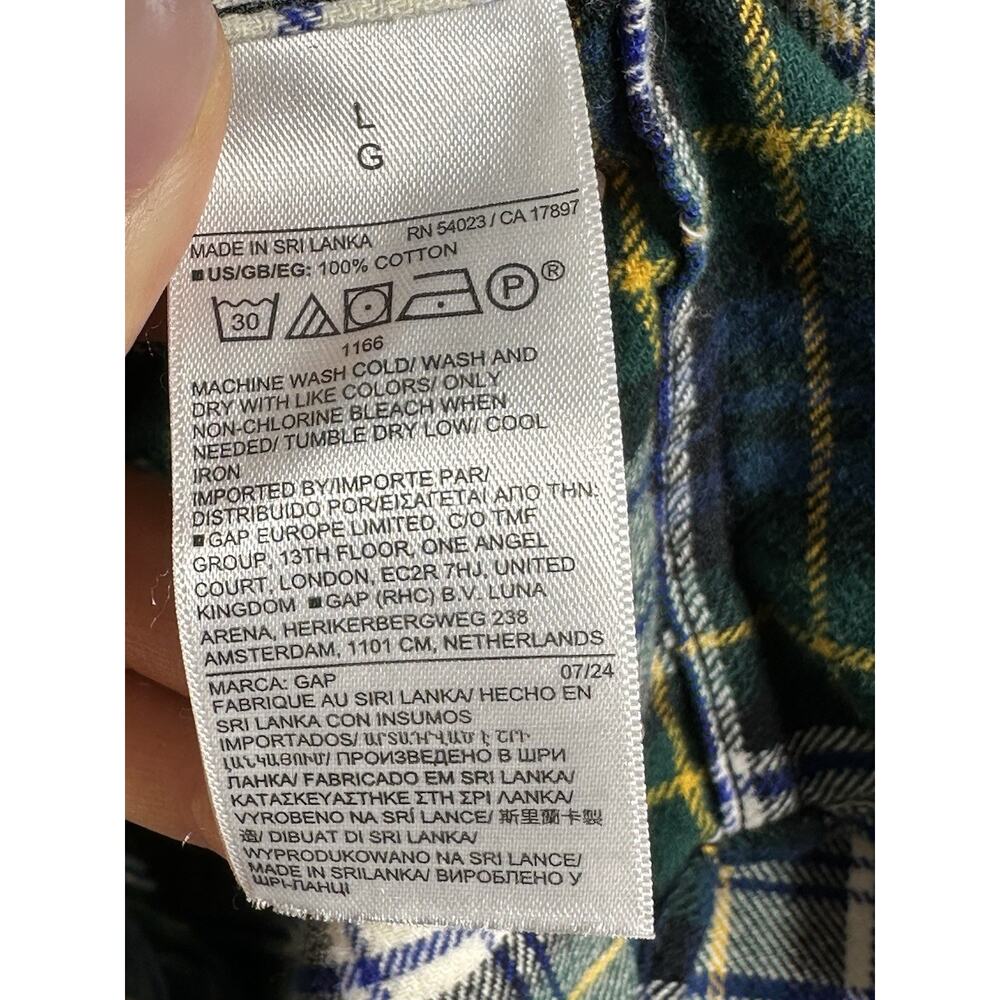 90s Grunge Green Plaid GAP Flannel‎ Shirt | Oversized Skater Indie - Picture 5 of 6